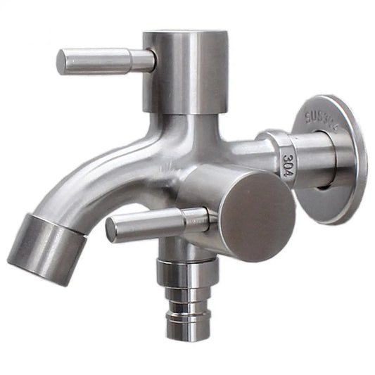 304 Stainless Steel Dual-Outlet Washing Machine Faucet Dual Outlet Faucet Peaceful Pleasures Health and Wellness