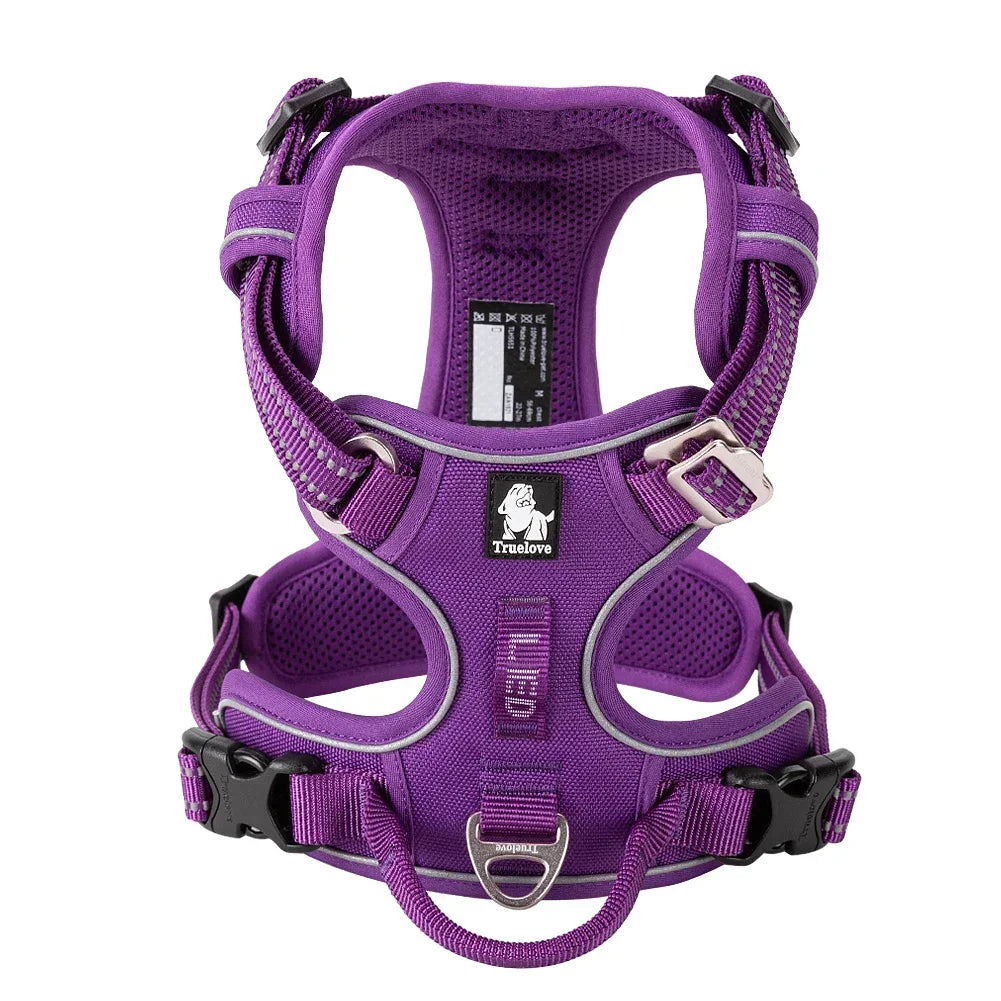 TRUE LOVE Pet Harness No Pull Nylon Reflective Dog Harness Adjustable Comfortable Control Step-in Brilliant Truelove TLH5654 Peaceful Pleasures Health and Wellness PURPLE XS China Mainland