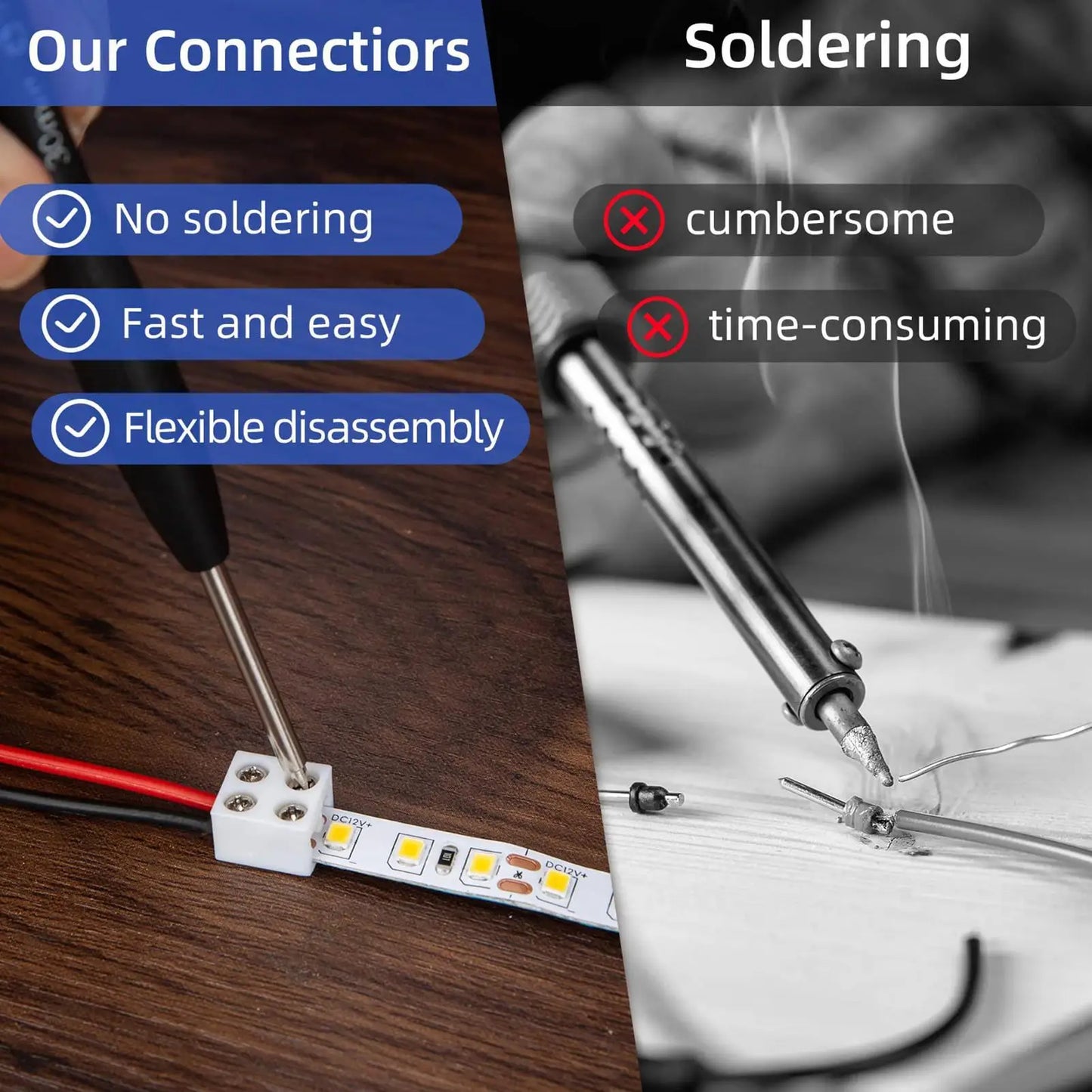 8mm Solderless LED Strip Connector | Single Color Tape Lights LED Strip Connector Peaceful Pleasures Health and Wellness