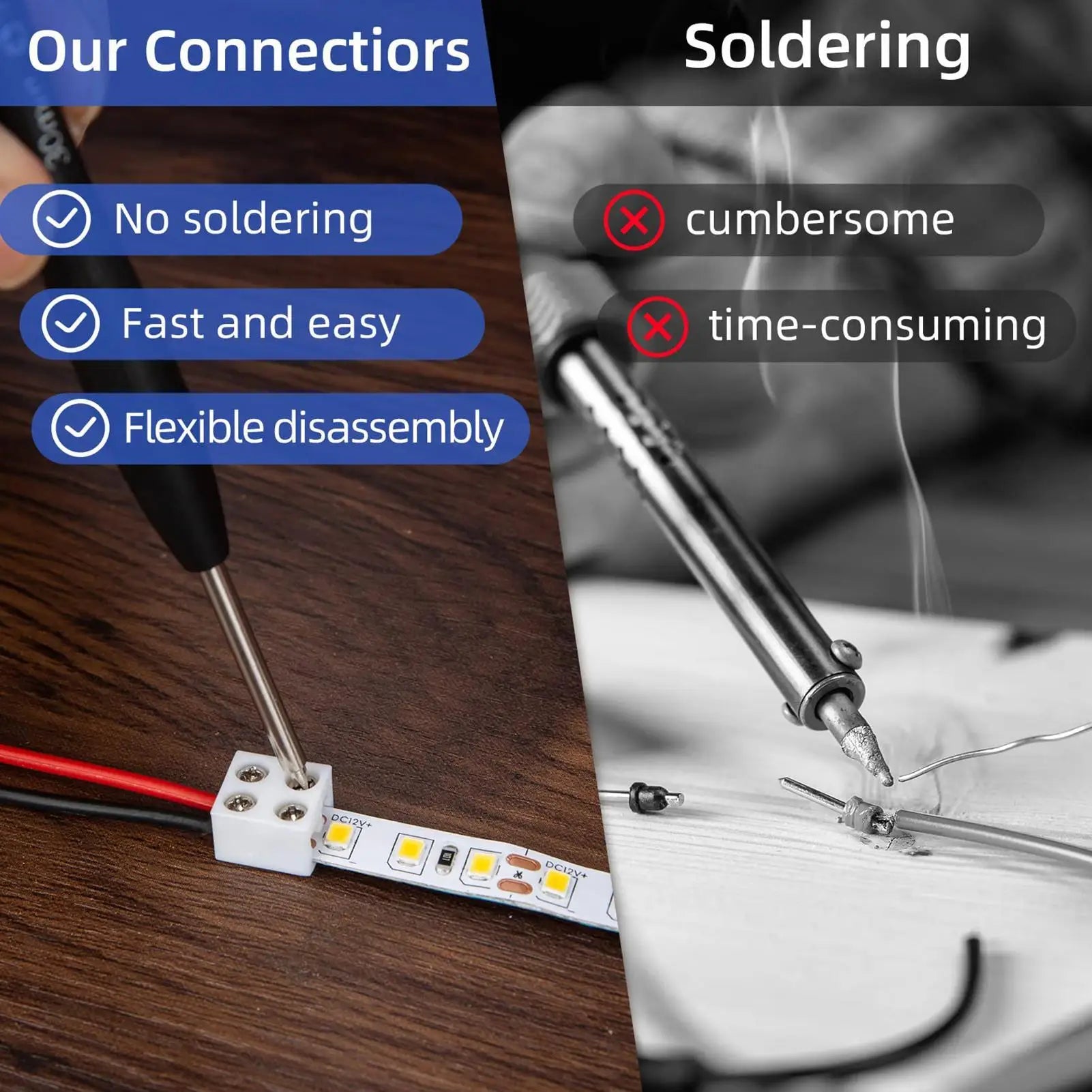 8mm Solderless LED Strip Connector | Single Color Tape Lights LED Strip Connector Peaceful Pleasures Health and Wellness
