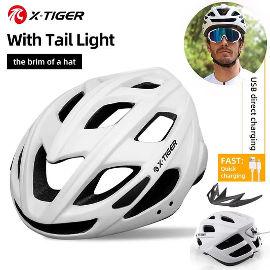 X-TIGER Adult Cycling Helmet with LED Tail Light & Brim Cycling Helmet Oasis Select