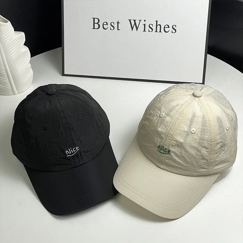 Summer Nice Embroidered Grid Baseball Cap Soft Adjustable Casual Hat for Men Women Daily Wear Versatile Peaceful Pleasures Health and Wellness
