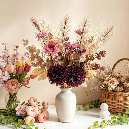 Silk Chrysanthemum Artificial Flower Bouquet | Wedding & Home