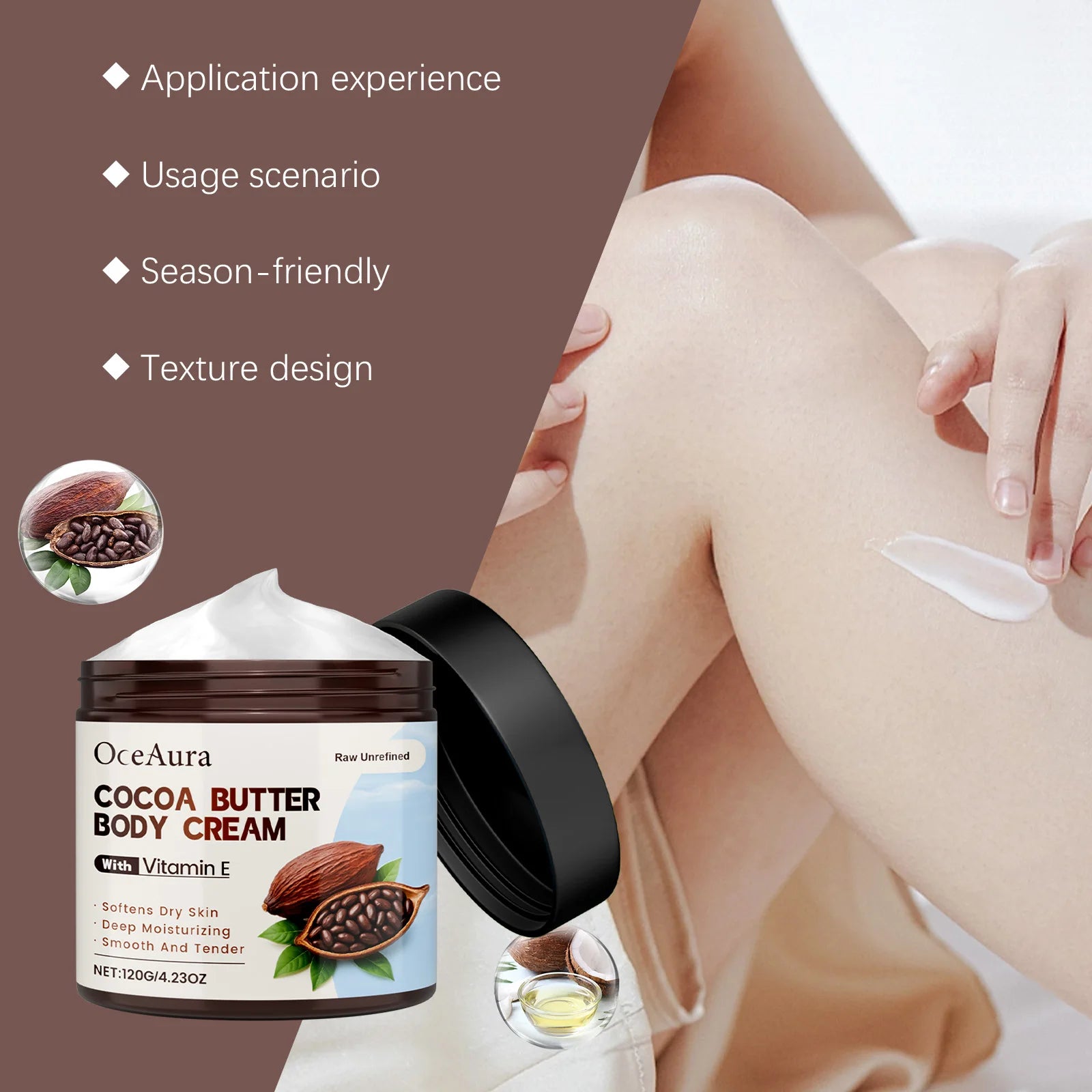 Cocoa Butter Body Lotion Intense Moisturizing Nourishing Cream Smooth Soft Skin Brightening Non-Greasy Winter Skin Care Peaceful Pleasures Health and Wellness