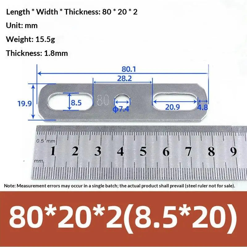 Double Hole Metal Straight Plate 304 Stainless Steel Thickened Flat Gasket With Holes Blocking Plate Bolt Accessories Peaceful Pleasures Health and Wellness 80x20x2cm B
