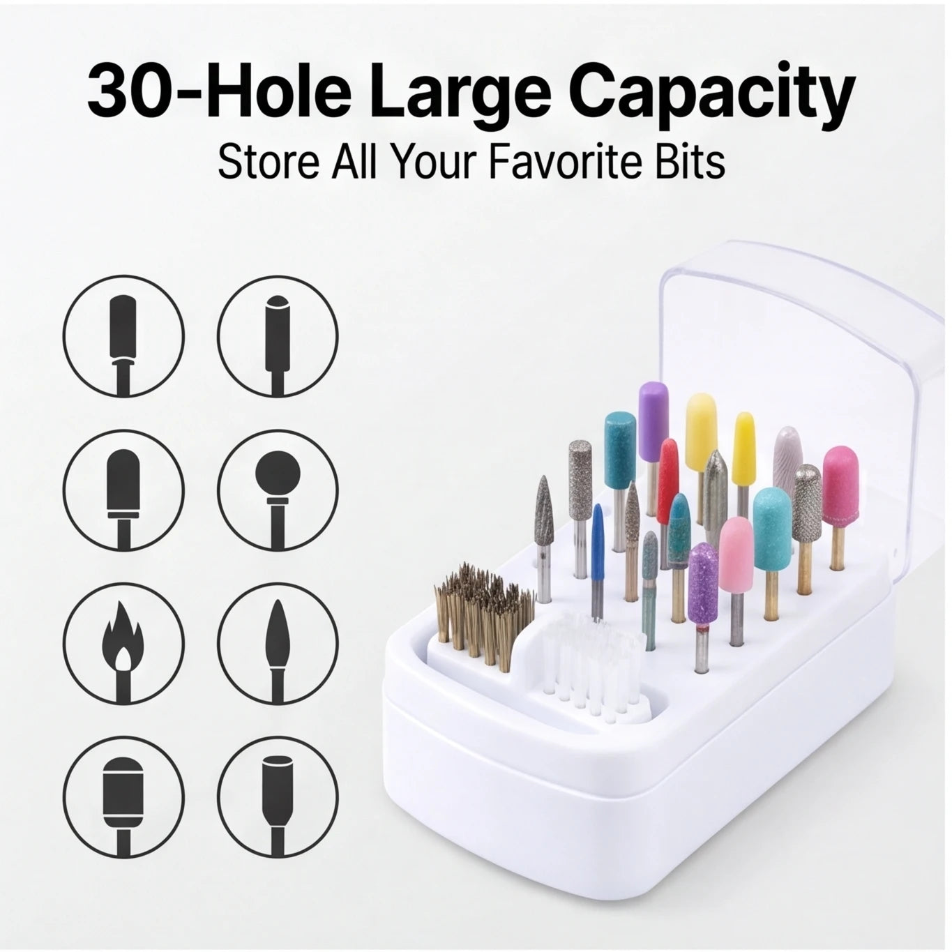 Acrylic Dustproof Organizer with 30 Slots – Nail Polish Head Storage Box, Portable Cleaning Essential for Nail Artists Peaceful Pleasures Health and Wellness