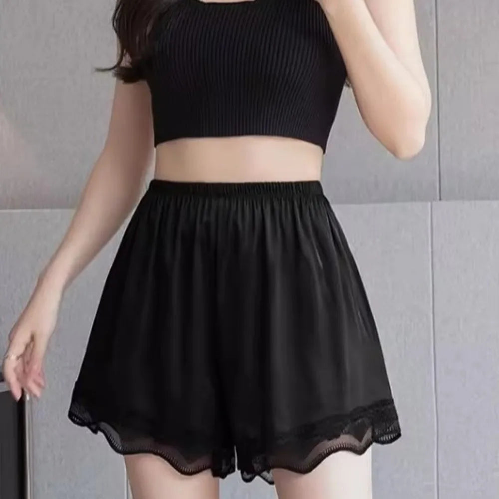 Women's Satin Sleep Shorts 2-Pack | Lace Breathable Homewear Women's Sleep Shorts Peaceful Pleasures Health and Wellness