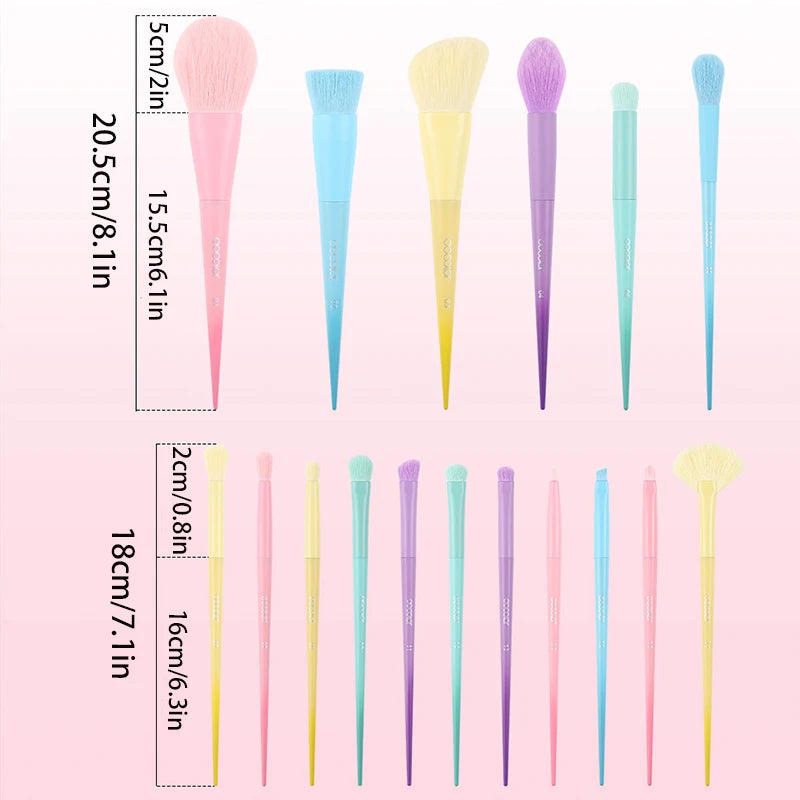 17pcs Rainbow Makeup Brushes Macaron Blush Brush Highlighter Brush Loose Powder Brush Eyeshadow Brush With Gift Box Gift for Gir Peaceful Pleasures Health and Wellness