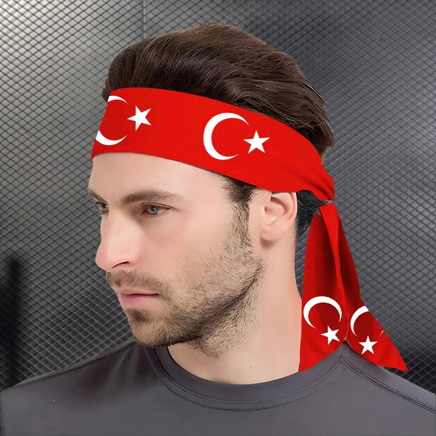 Turkey Flag Wide Sports Headband – Unisex Yoga Gym Running