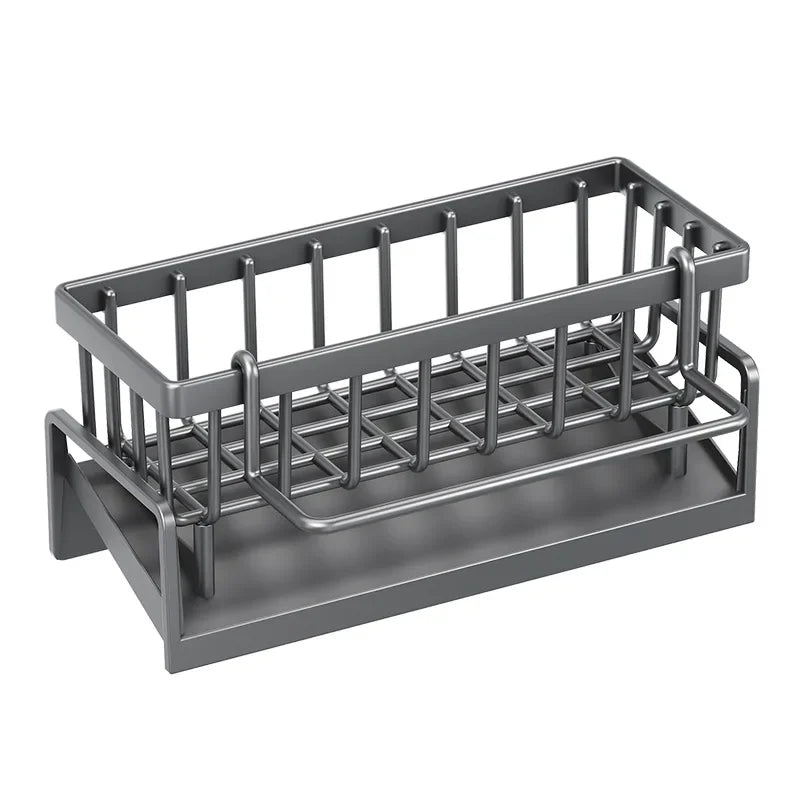 Black Kitchen drain rack sponge rack ABS Desktop Sink Drainer Organizer Basket Drain Dish Storage Rack with Towel Rail Peaceful Pleasures Health and Wellness