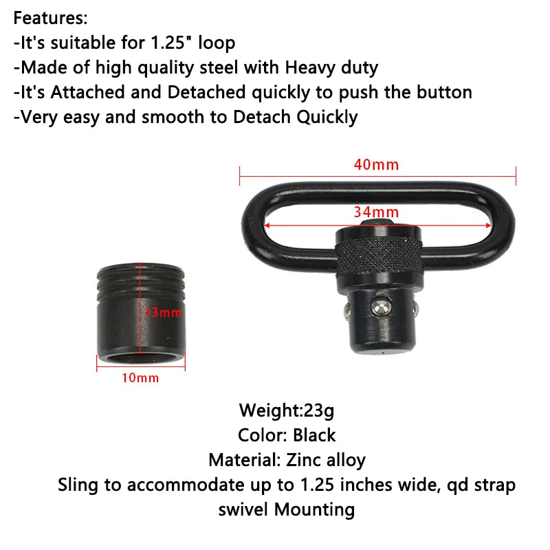 QD Quick Detach Sling Swivel Mount Ring – 1" & 1.25" Steel Sling Swivel Mount Peaceful Pleasures Health and Wellness B-1.25inch