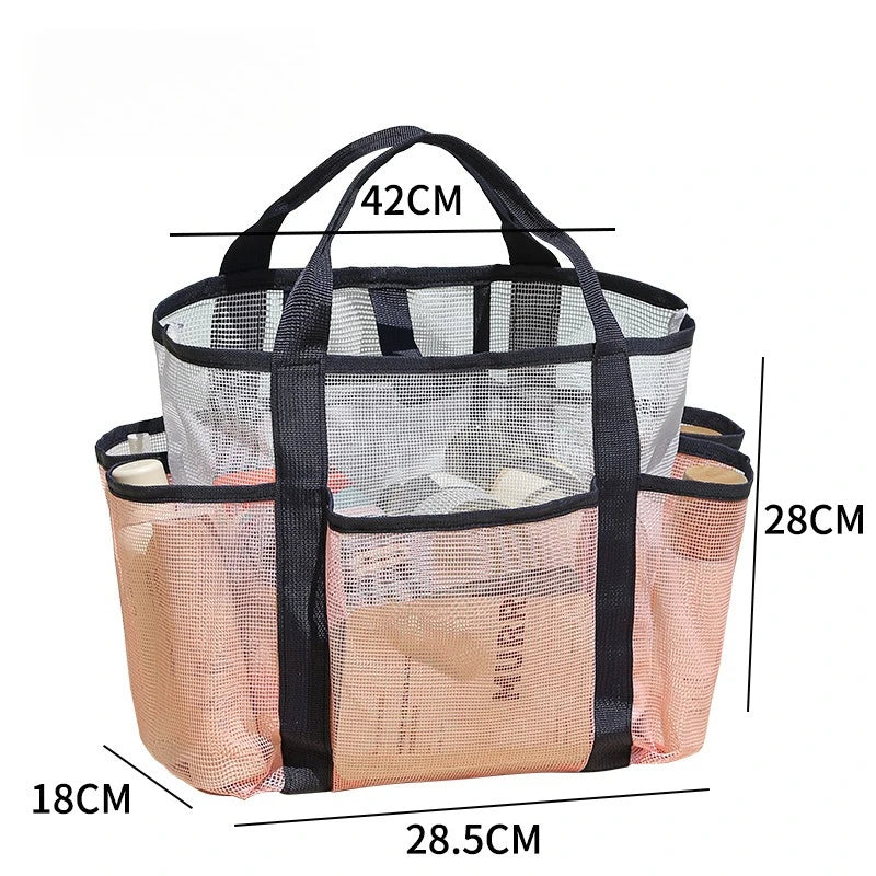 Large Mesh Beach Bag | Wet Dry Tote & Shower Organizer Mesh Tote Bag Peaceful Pleasures Health and Wellness Pink