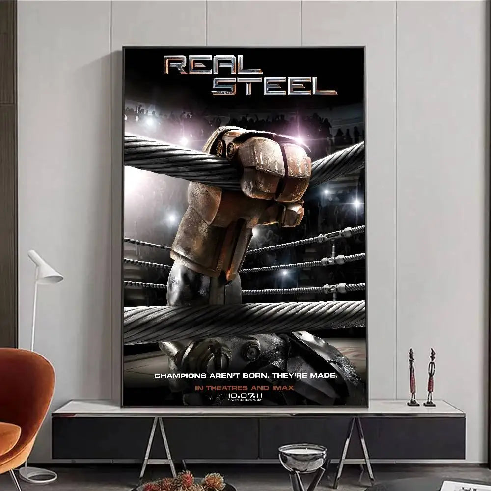 Real Steel Movie Poster – HD Waterproof Wall Art Décor Movie Wall Poster Peaceful Pleasures Health and Wellness z13 50X70cmNoframe