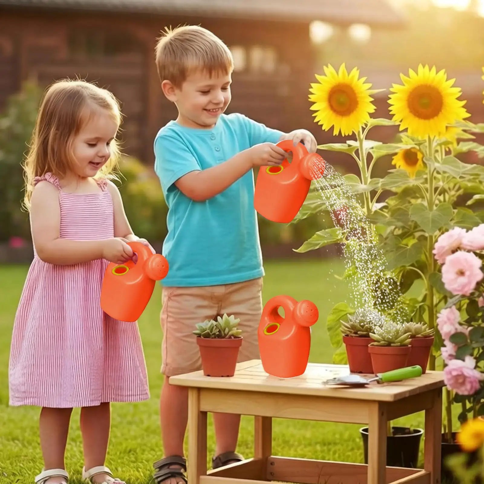 Kids Watering Can Portable Lightweight With Comfortable Handle Water Play Toy For Bath Beach Pool Courtyard Outdoor Toddler Peaceful Pleasures Health and Wellness
