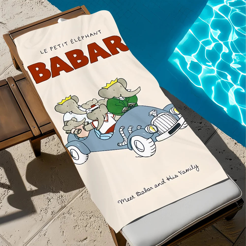 Babar Elephant Beach Towel – Quick Dry Soft Pool & Travel Towel Quick Dry Beach Towel Peaceful Pleasures Health and Wellness z3 STJ40x70CM
