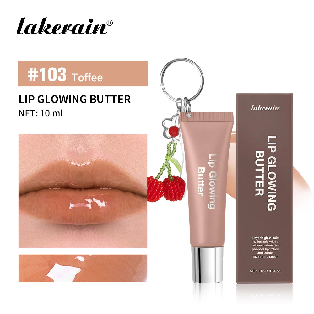 Lakerain Butter Lip Glowing With Keychain Long Lasting Deep Hydration Natural Color Smooth Lip Quickly Improve Lip Condition Peaceful Pleasures Health and Wellness Toffee