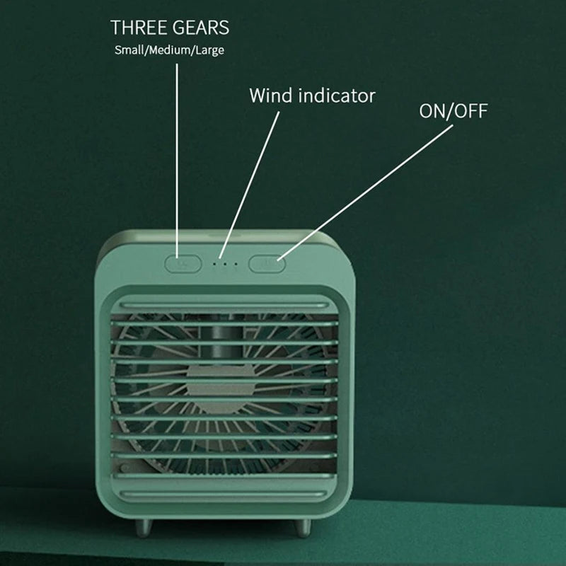 Portable Mini Air Conditioner Desktop Fan USB Rechargeable Air Cooler Table Cooling Mist Fan Humidifier for Office Home Peaceful Pleasures Health and Wellness