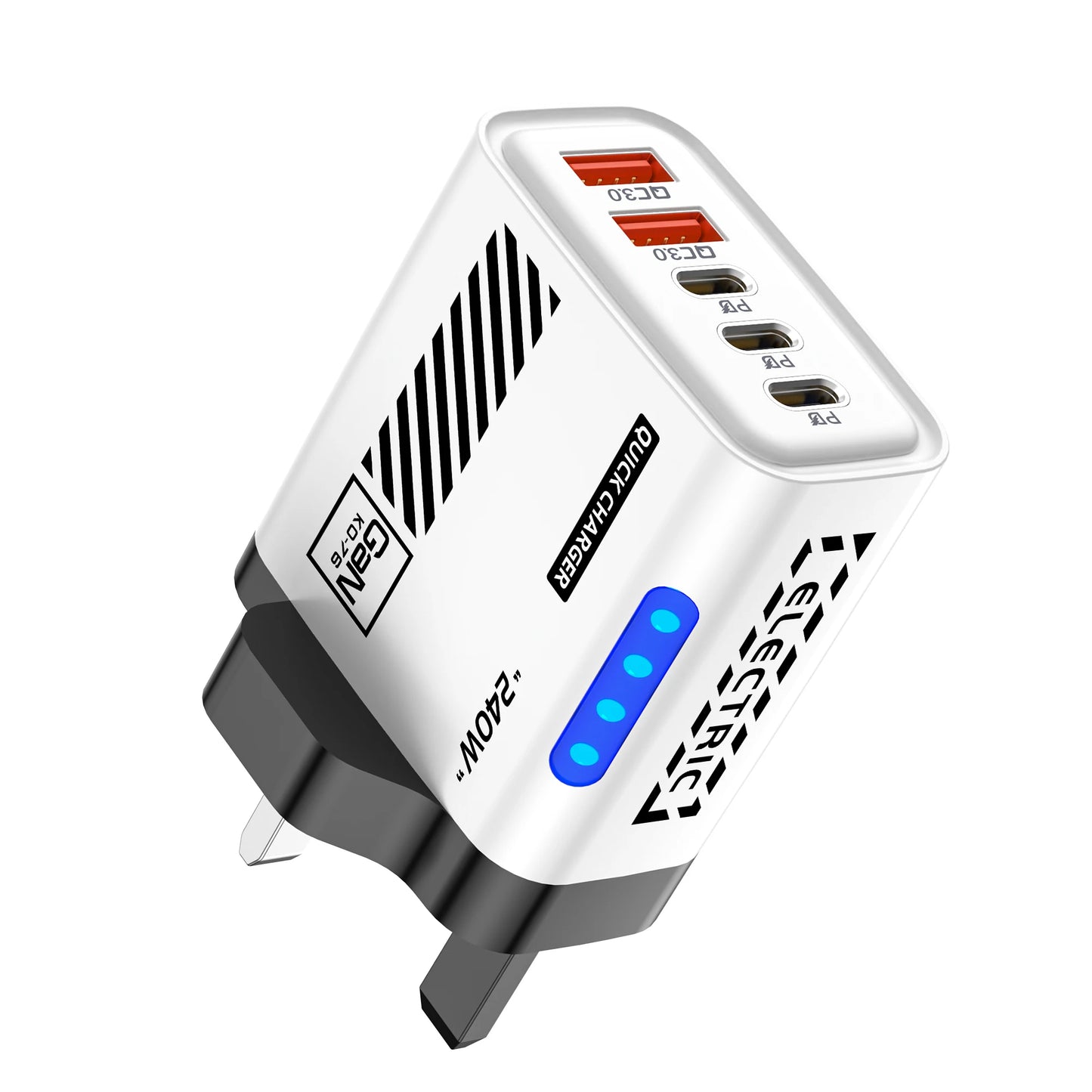 240W GaN 5-in-1 Desktop Charger USB-C PD3.0 QC3.0 Fast Charging