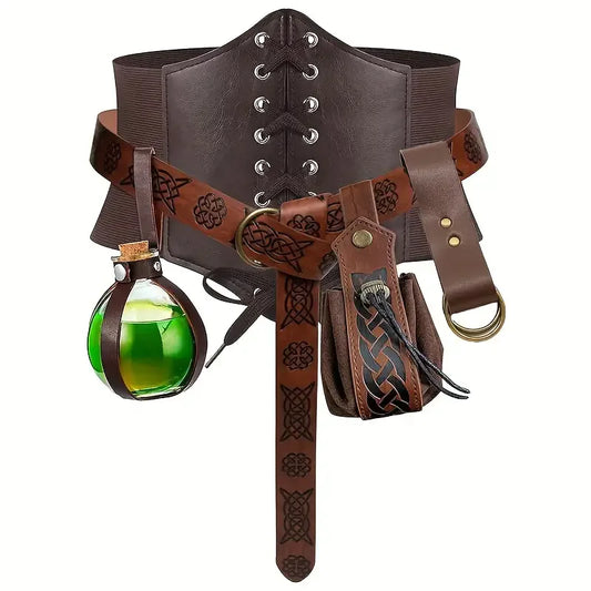 Renaissance Costume Belt Pouch Waist Bag Fanny Cork Potion Bottle Peaceful Pleasures Health and Wellness