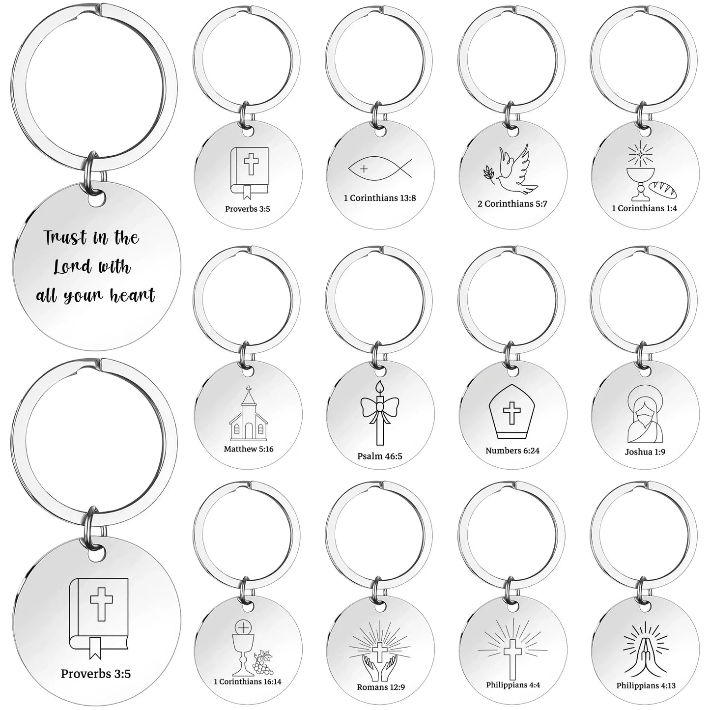 24-Pack Christian Bible Verse Keychains – Bulk Religious Gifts