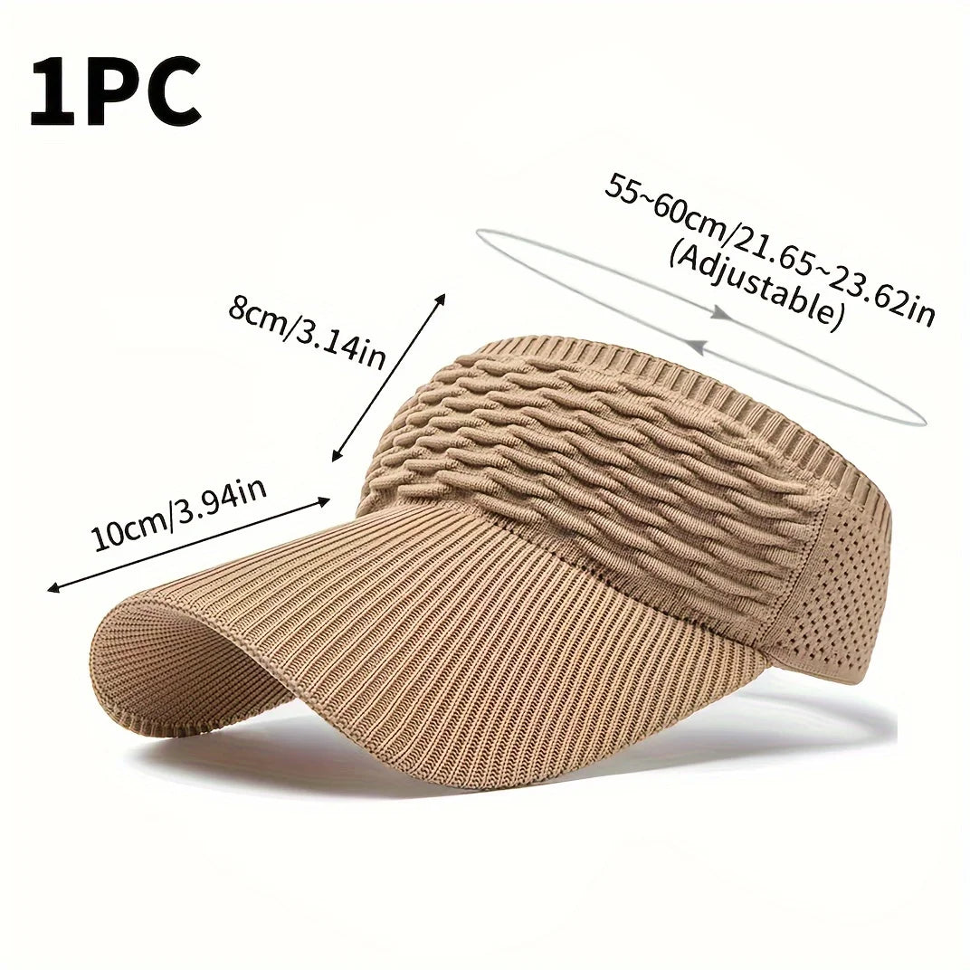 Women's Knitted Visor Sun Hat – Breathable Elastic Running Cap