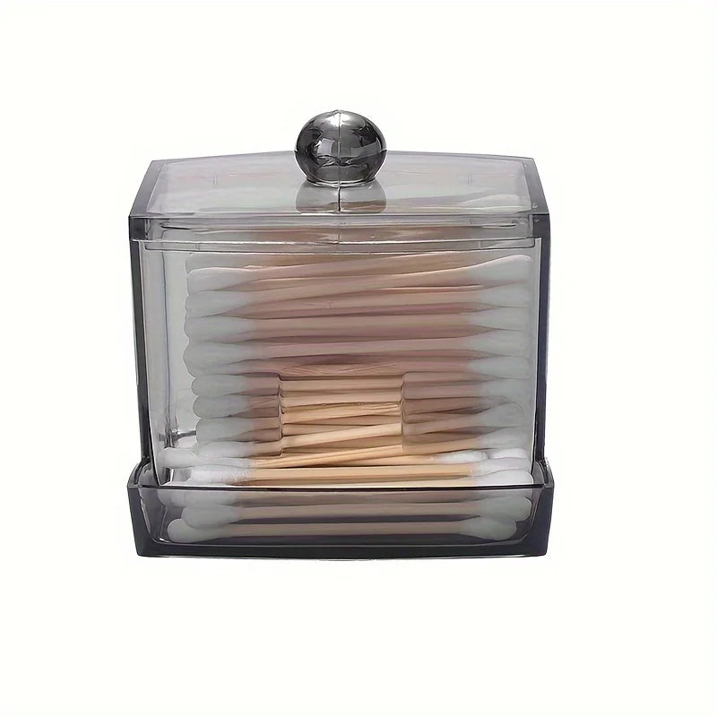 Acrylic Cotton Swab Holder with Lid Clear Dispenser Bathroom Containers Canister Qtip Holder Bathroom Countertop Storage Peaceful Pleasures Health and Wellness A