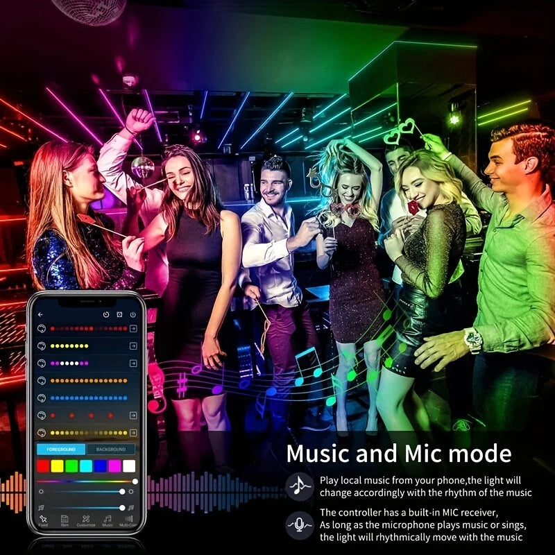 RGBIC LED Strip Lights | App & Remote Music Sync Color Changing