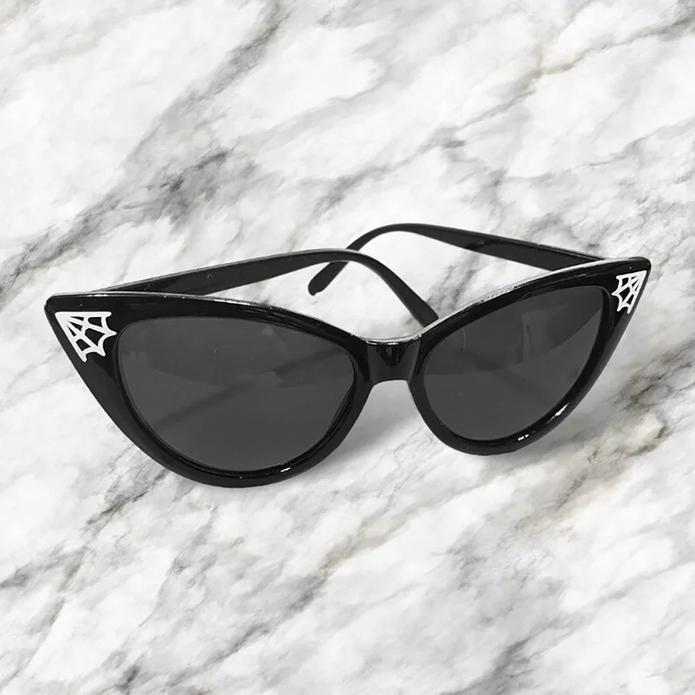 Gothic Cat Eye Spiderweb Sunglasses | Halloween & Party Accessory