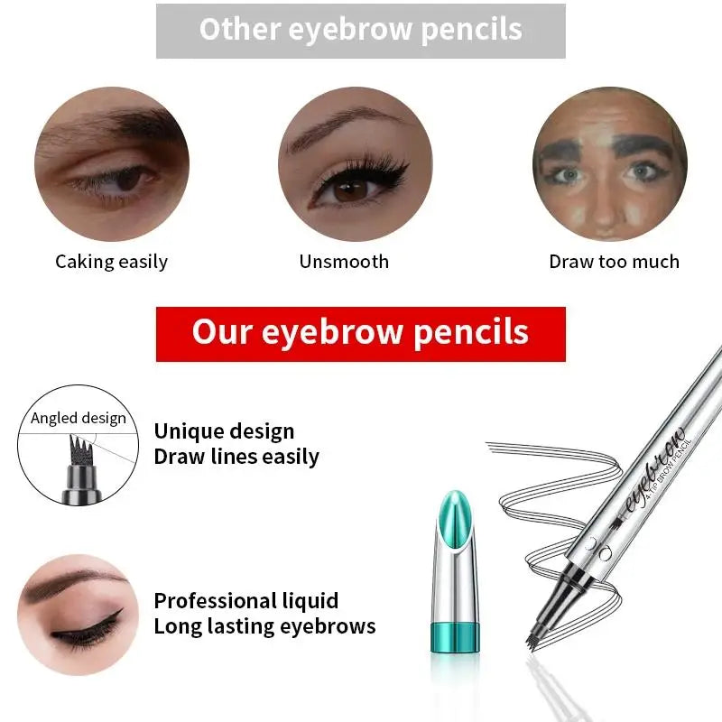QIC Waterproof Liquid Eyebrow Pen – 4-Tip, Long-Lasting Brows