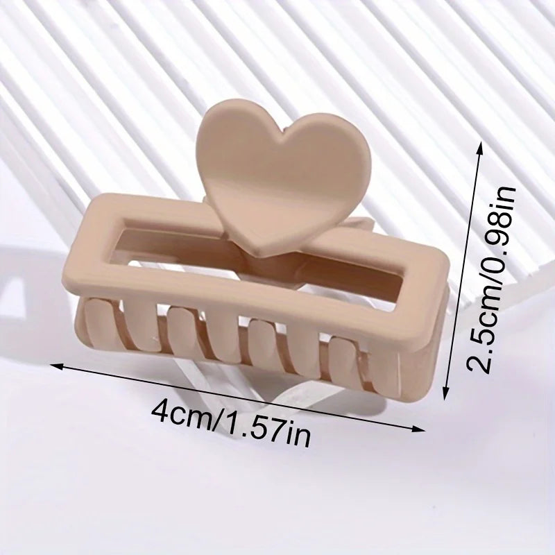 5-Pack Heart-Shaped Rectangular Hair Clips – Matte Retro Style Peaceful Pleasures Health and Wellness