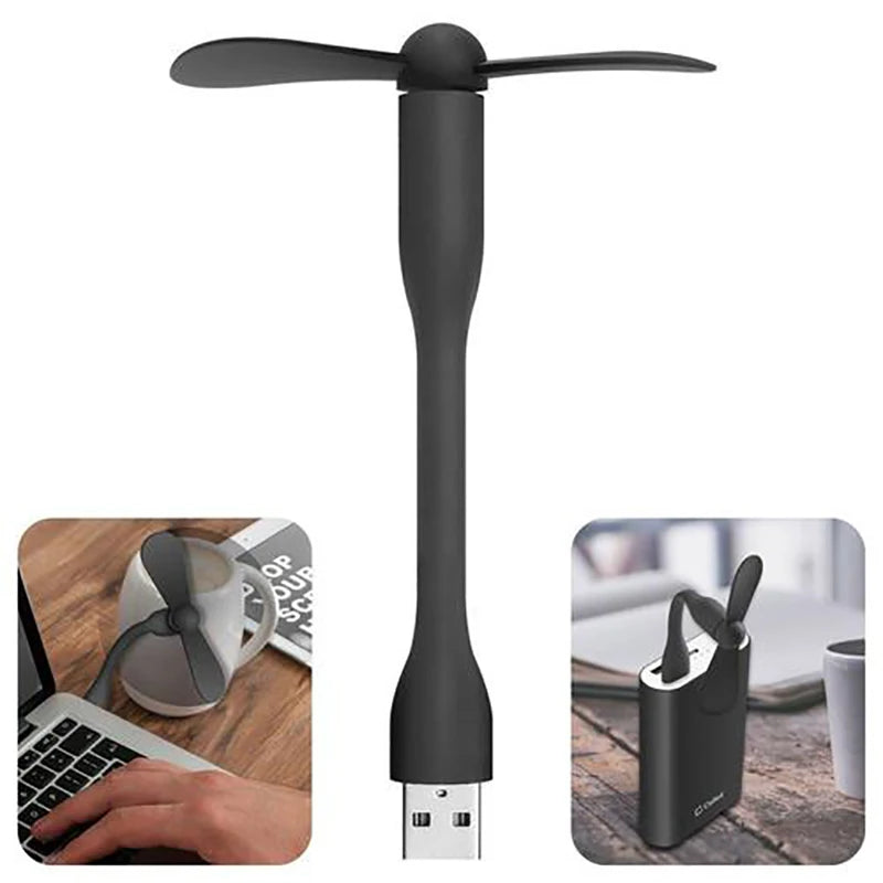 USB Mini Fan Flexible Portable Mini Fan USB Eye Protection Night Light LED Light Suitable For Mobile Power Laptop Cooling Gadget Peaceful Pleasures Health and Wellness