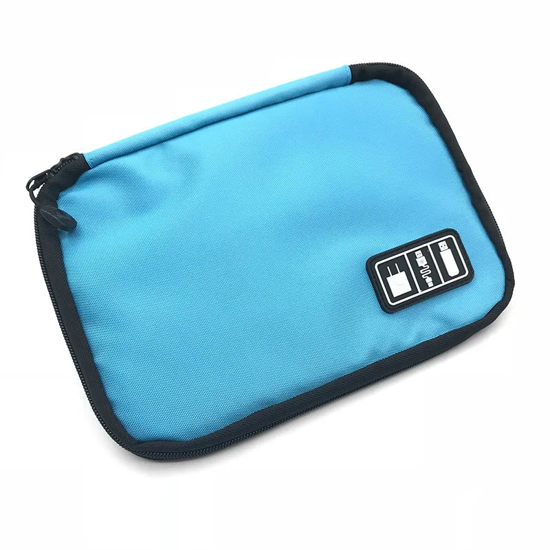Cable Management Organizer Cable Winder Digital Product Storage Bag Phone Cord Protector Zipper Pouch Case Accessories Supplies Peaceful Pleasures Health and Wellness Blue Small