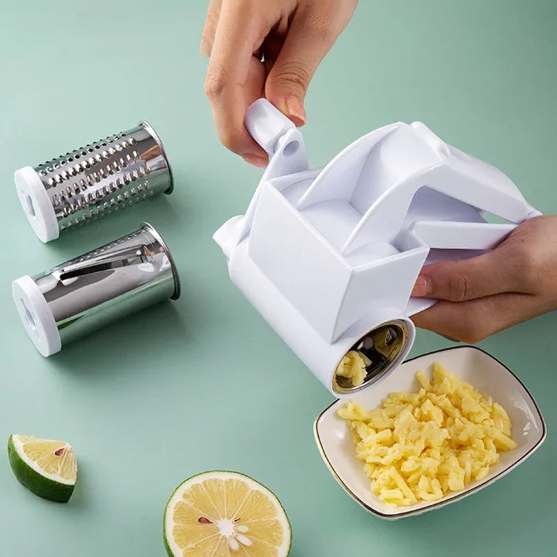 3-in-1 Hand Crank Rotary Cheese Grater – Stainless Steel