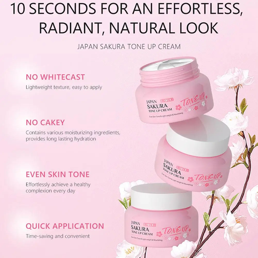 Facial Moisturizer Tone-up Face Cream,Sakura Essence Glow Moisturizer Hydrating Smooth Dry Skin Nourishing Skin Care 60g Peaceful Pleasures Health and Wellness