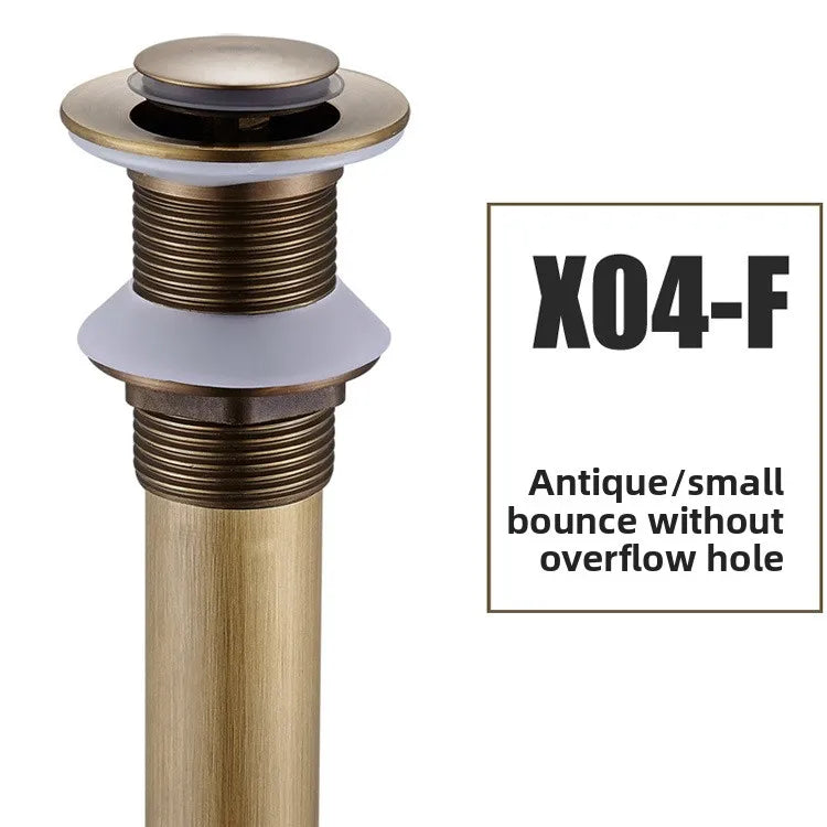 Brass Round Bottle P-Trap 1-1/4" with Pop-Up Drain – Antique Kit