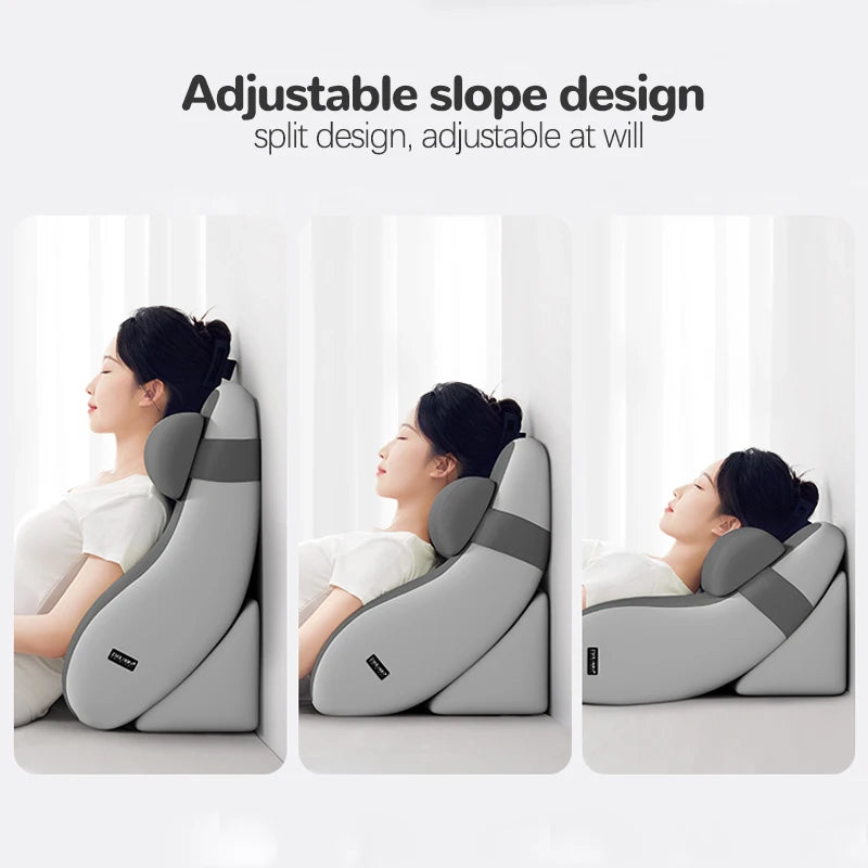 Reading Pillow for Sitting in Bed Ergonomic Wedge Back Pillow XL Side Pockets Removable Cover Working Nursing Lightweight Peaceful Pleasures Health and Wellness