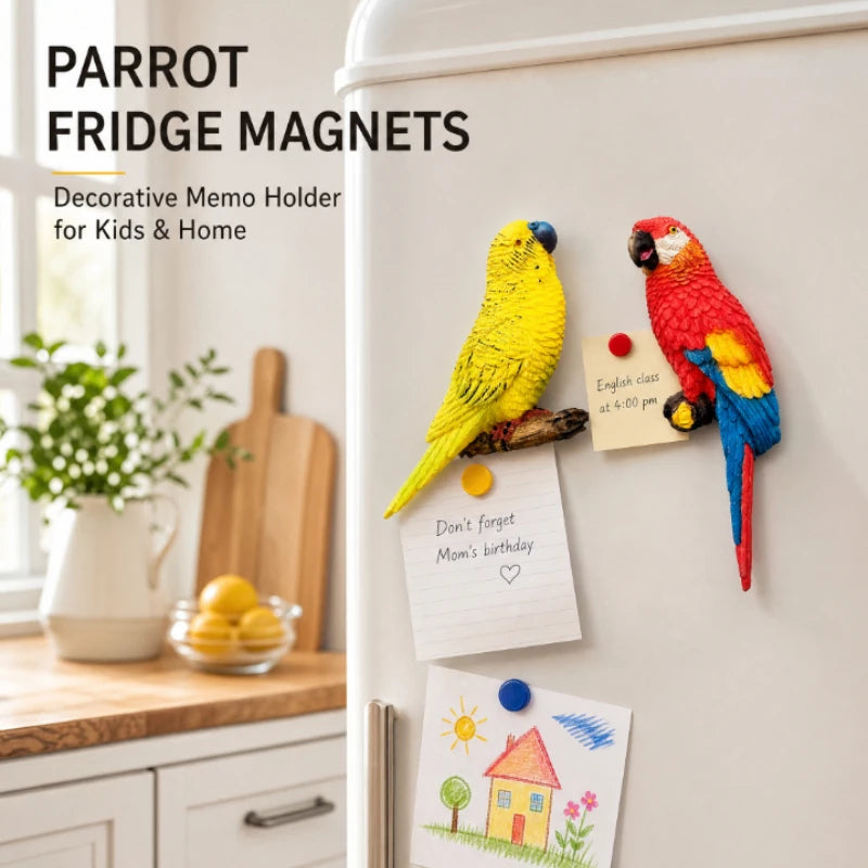 Parrot refrigerator magnetic sticker home decoration refrigerator sticker landscape decoration flower pot green plant decoration Peaceful Pleasures Health and Wellness