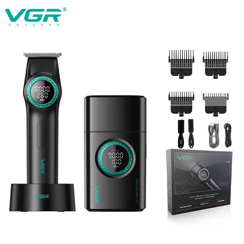 VGR 977 377 new hair trimming set, high-end men's hair clipper, intelligent shaver, whitening device, multifunctional electric c Peaceful Pleasures Health and Wellness V-977 377black