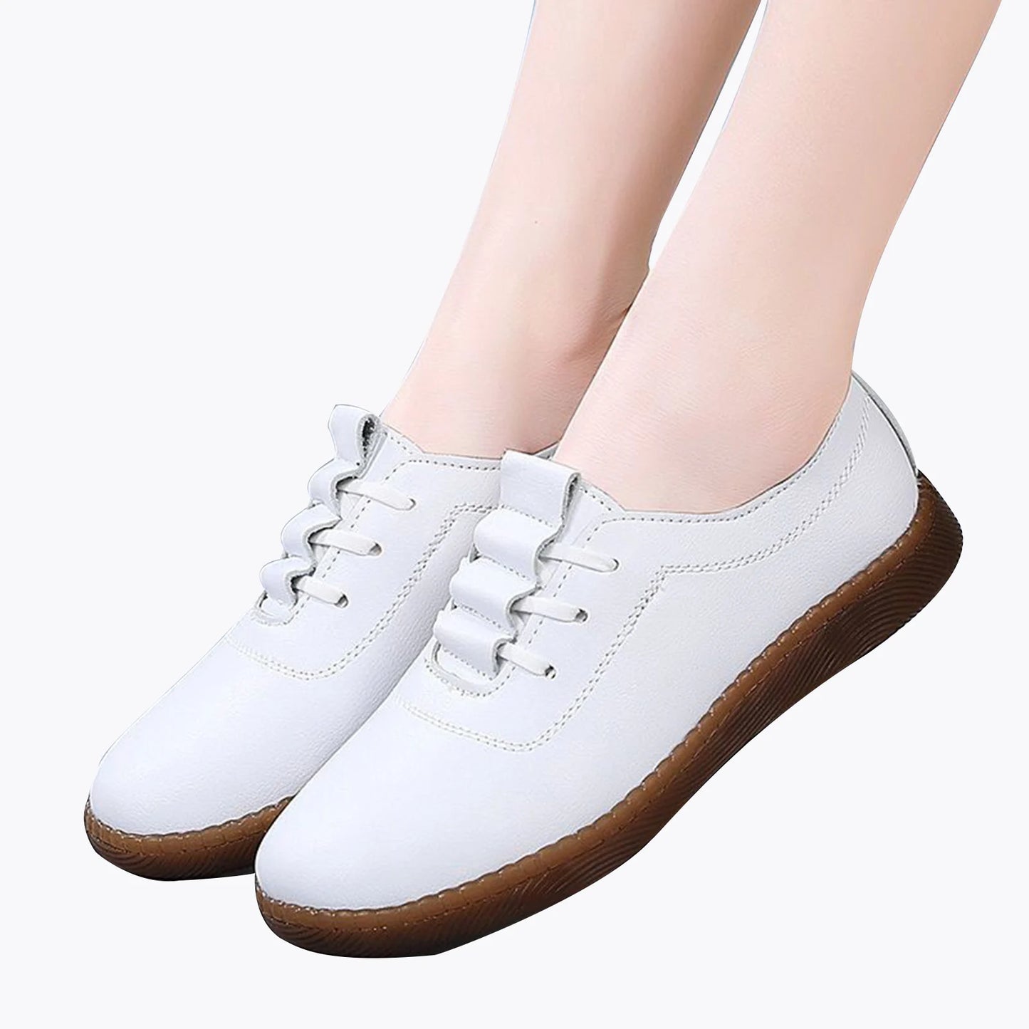 Women Casual Slip-on Boat Shoes Comfortable Solid Color Slip-on Flat Shoes Birthday Gifts for Ladies Peaceful Pleasures Health and Wellness White 35
