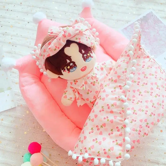 20cm Plush Doll Bed Set | Soft Miniature Bedding for Kids Doll Bed Set Peaceful Pleasures Health and Wellness