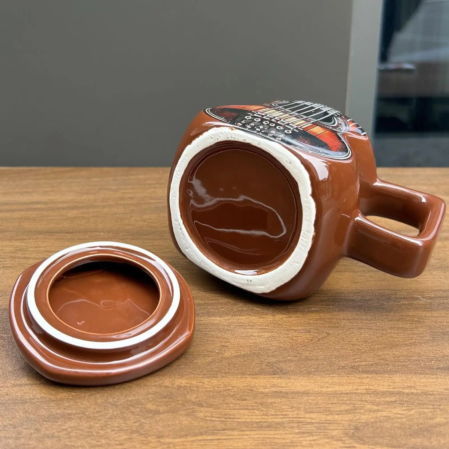 Guitar Coffee Mug 500ml Large Capacity Drink Tumbler With Lid 3D Ceramic Coffee Mug For Tea Christmas Cafe Women Men Water Peaceful Pleasures Health and Wellness