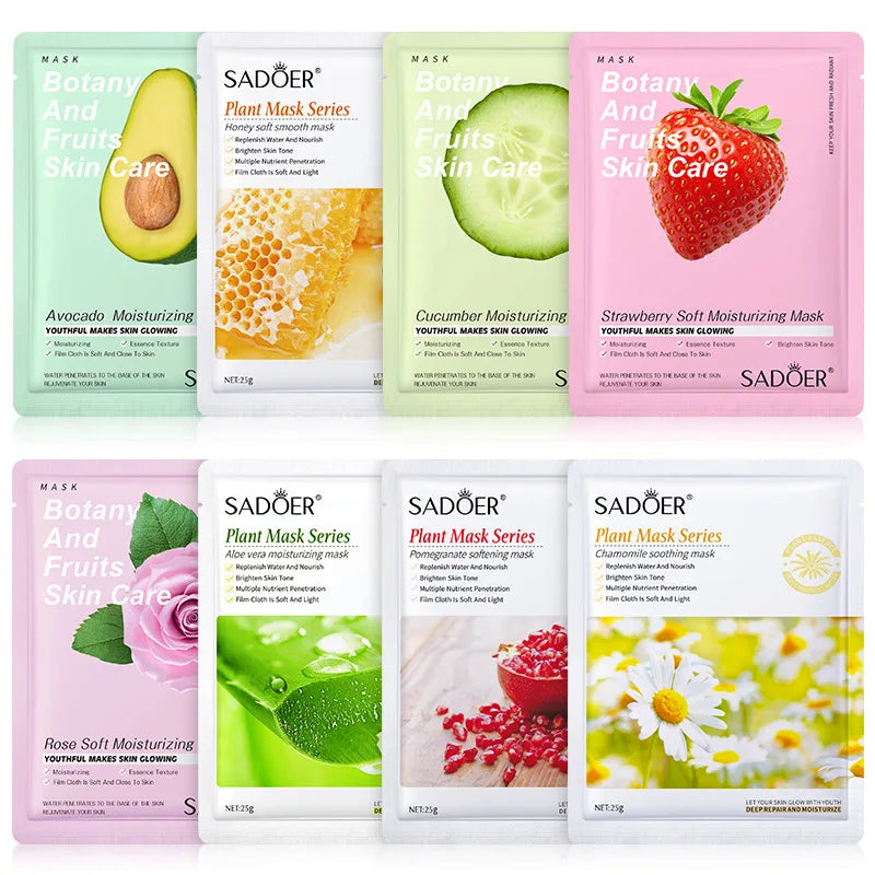 BIOAOUA 8-Pack Natural Plant Face Masks | Hydrating & Firming