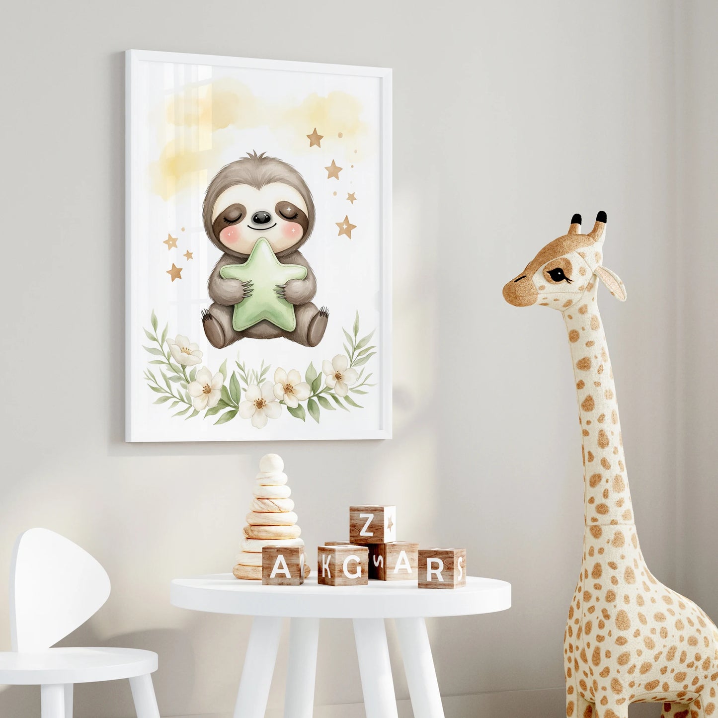 3-Piece Elephant & Sloth Canvas Wall Art | Home & Kids Room Decor