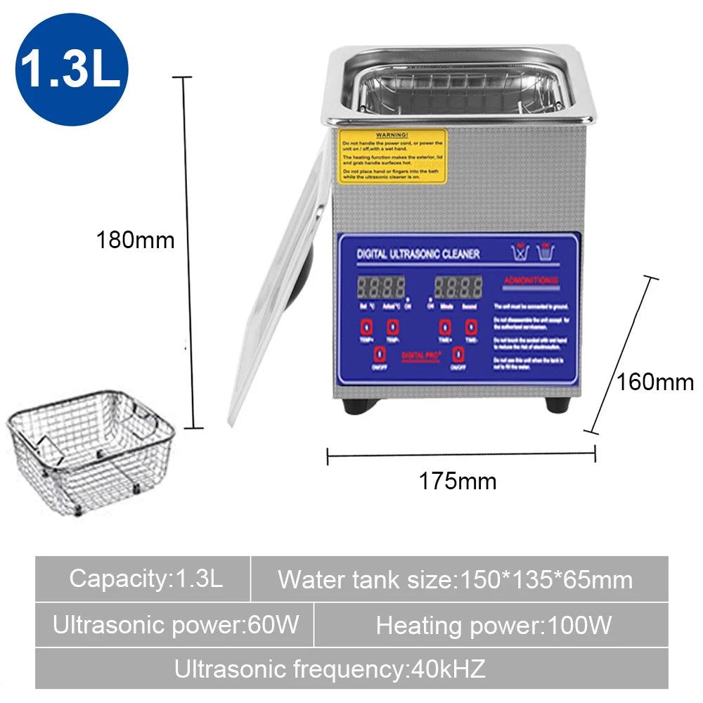 1.3L 2L 3L 6L 10L 15L 22L 30L Ultrasonic Cleaner with Heated Portable Lave-Dishes Washing Machine Diswasher Ultrasound Cleaner Peaceful Pleasures Health and Wellness 1.3L EU