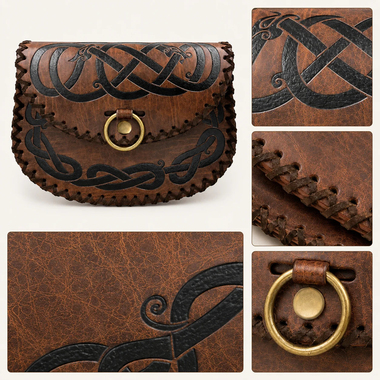 Medieval Leather Belt Pouch Vintage Renaissance Waist Bag Viking