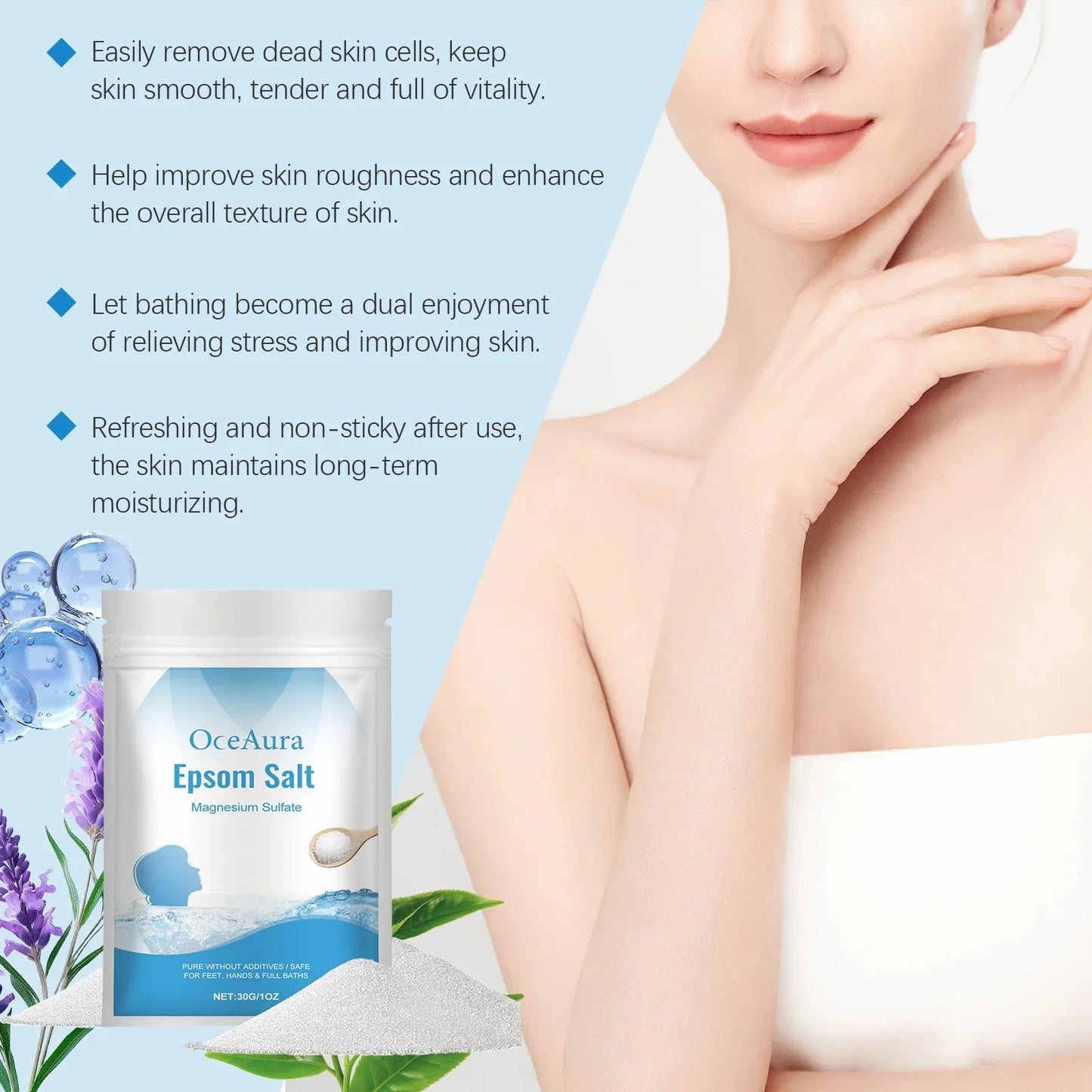 OceAura Natural Sea Salt Bath Scrub – Exfoliate & Moisturize Skin