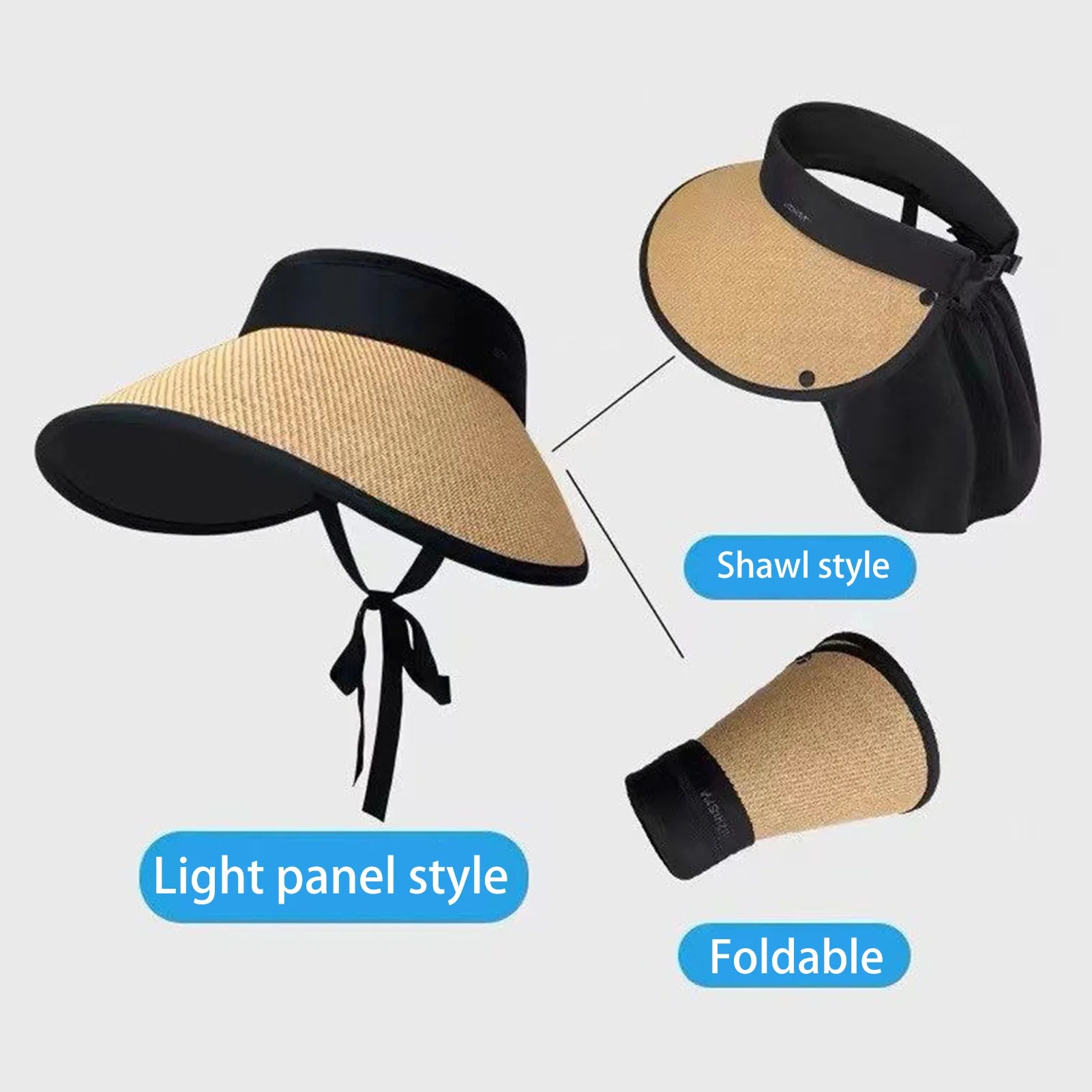 Straw Visor Hats for Women Wide Brim Summer UV Protection Ponytail Hat for Summer Spring Fall Beach Peaceful Pleasures Health and Wellness