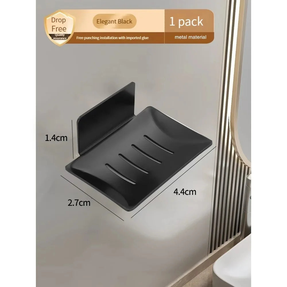 No-Drill Wall-Mounted Metal Soap Dish | Gun Grey Draining Rack