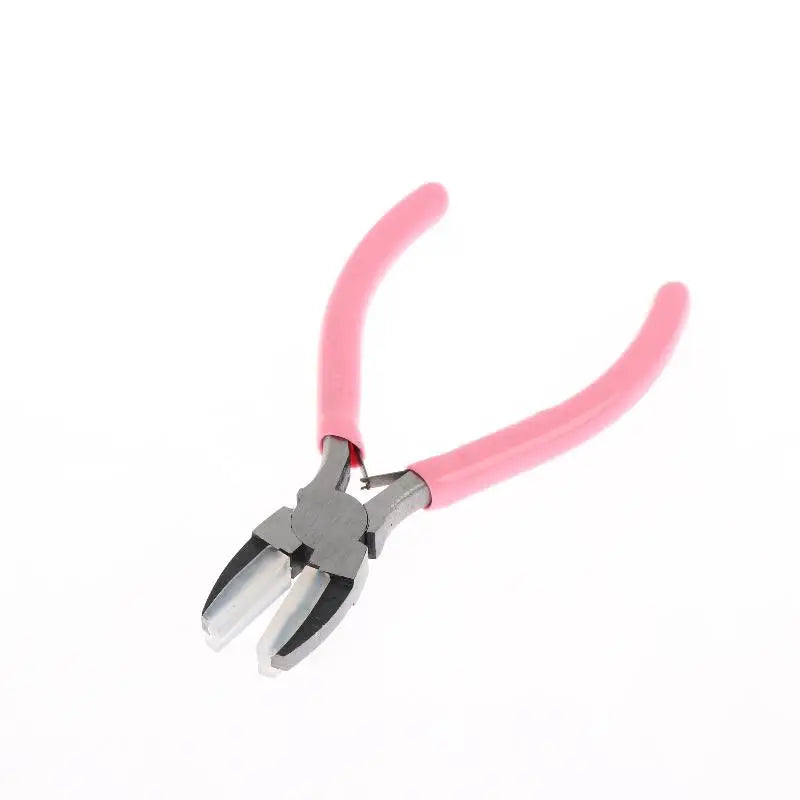 Non-slip PVC Handle Flat Nose Pliers Double Nylon Jaw Pliers Jewelry Plier Wire Straightentener Craft DIY Jewelry Making Peaceful Pleasures Health and Wellness Pink A