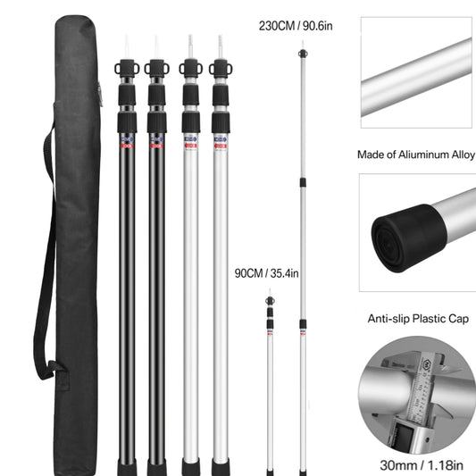 2.3M Aluminum Alloy Adjustable Camping Tarp Poles Telescoping Portable Adjustable Tent Poles for Beach Camping Shelter Awning Peaceful Pleasures Health and Wellness